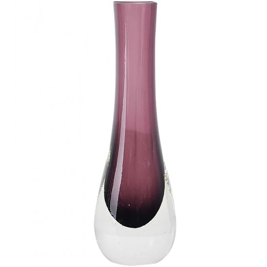 Vaso Murano 20cm Altura Por 6cm Dia Metro em Vidro Cor Rosa